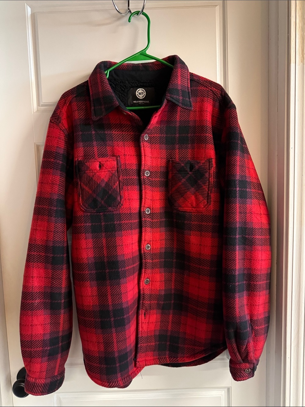 Weatherproof Kids Red & Black Plaid Flannel Shirt Jacket
